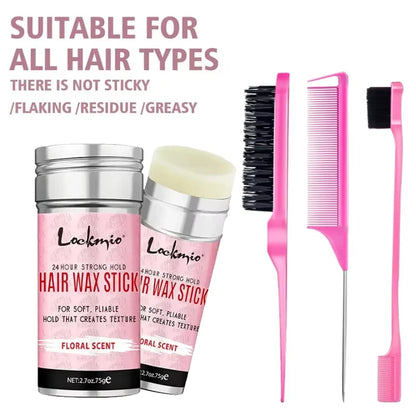 Professional Hair Wax Stick + FREE Brush Kit — Light Hold, Perfect Finish for 24 Hours