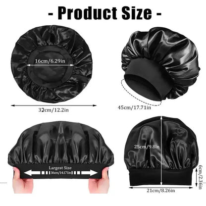 Premium Anti-Frizz Double-Sided Satin Hair Cap with Flexible Brim