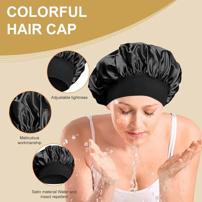 Premium Anti-Frizz Double-Sided Satin Hair Cap with Flexible Brim