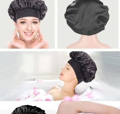 Premium Anti-Frizz Double-Sided Satin Hair Cap with Flexible Brim