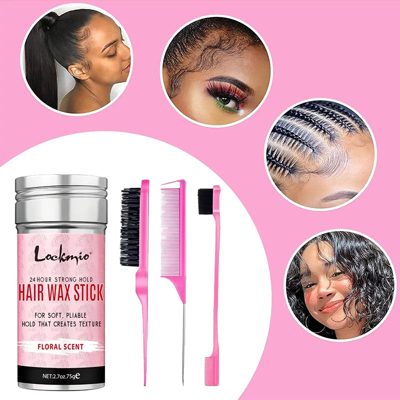 Professional Hair Wax Stick + FREE Brush Kit — Light Hold, Perfect Finish for 24 Hours