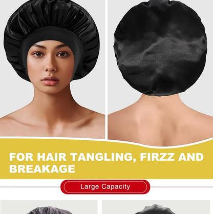 Premium Anti-Frizz Double-Sided Satin Hair Cap with Flexible Brim