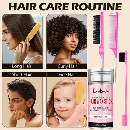 Professional Hair Wax Stick + FREE Brush Kit — Light Hold, Perfect Finish for 24 Hours