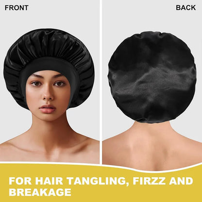 Premium Anti-Frizz Double-Sided Satin Hair Cap with Flexible Brim