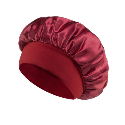 Premium Anti-Frizz Double-Sided Satin Hair Cap with Flexible Brim