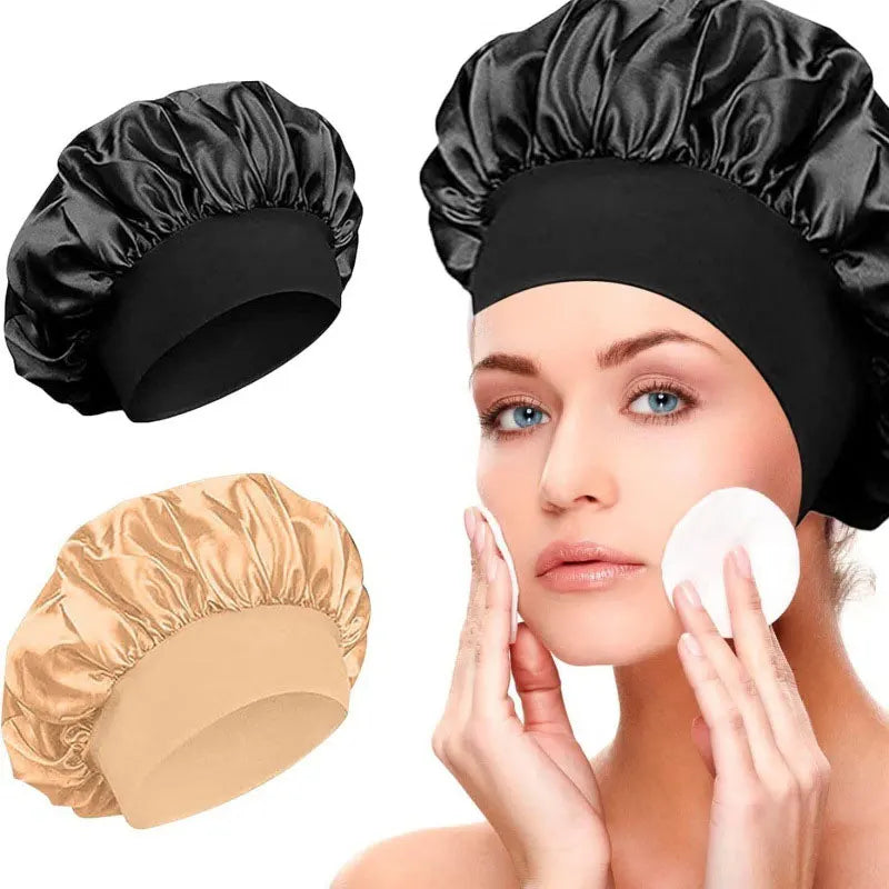 Premium Anti-Frizz Double-Sided Satin Hair Cap with Flexible Brim