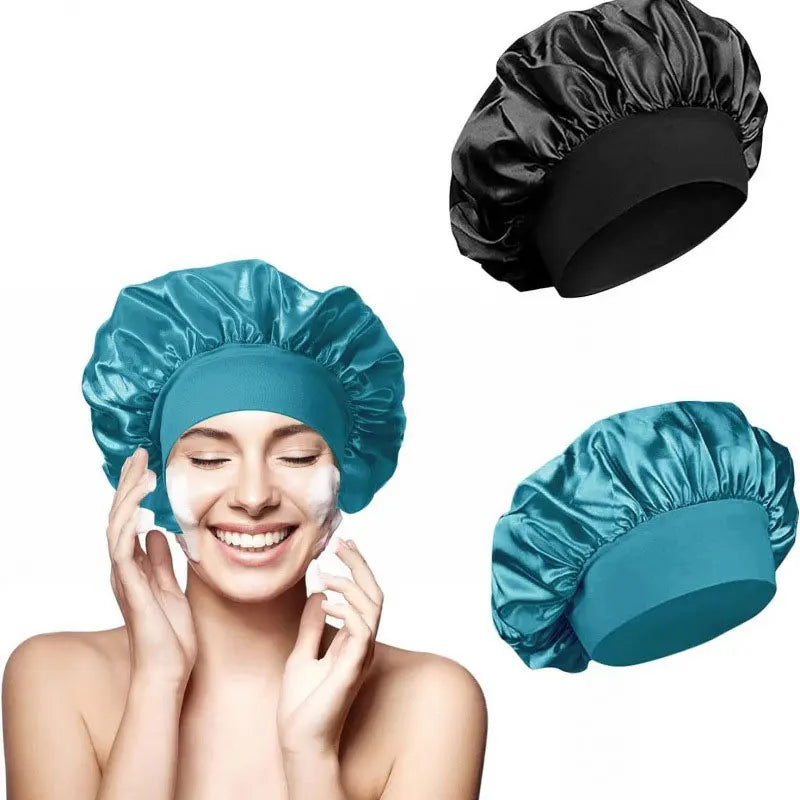 Premium Anti-Frizz Double-Sided Satin Hair Cap with Flexible Brim