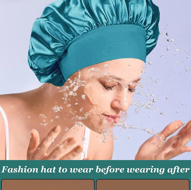 Premium Anti-Frizz Double-Sided Satin Hair Cap with Flexible Brim