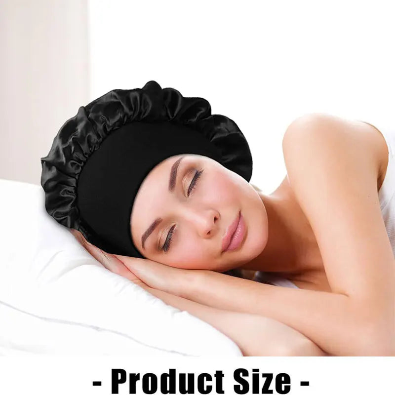 Premium Anti-Frizz Double-Sided Satin Hair Cap with Flexible Brim