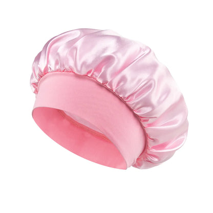 Premium Anti-Frizz Double-Sided Satin Hair Cap with Flexible Brim